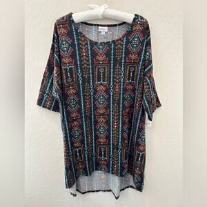 LULAROE | Irma Top Black Aztec Tribal Print High-Low Tunic Tee NWT | Size XL